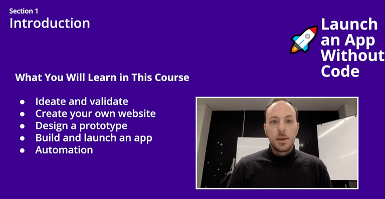 Udemy no-code course preview